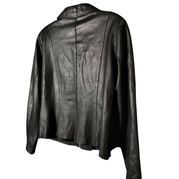 Bebe Womens Black Y2K Moto Biker Edgy Classic Capsule Sleek Leather Jacket Large - Picture 6 of 9